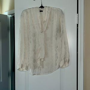 White blouse, perfect for work with detailing on satin